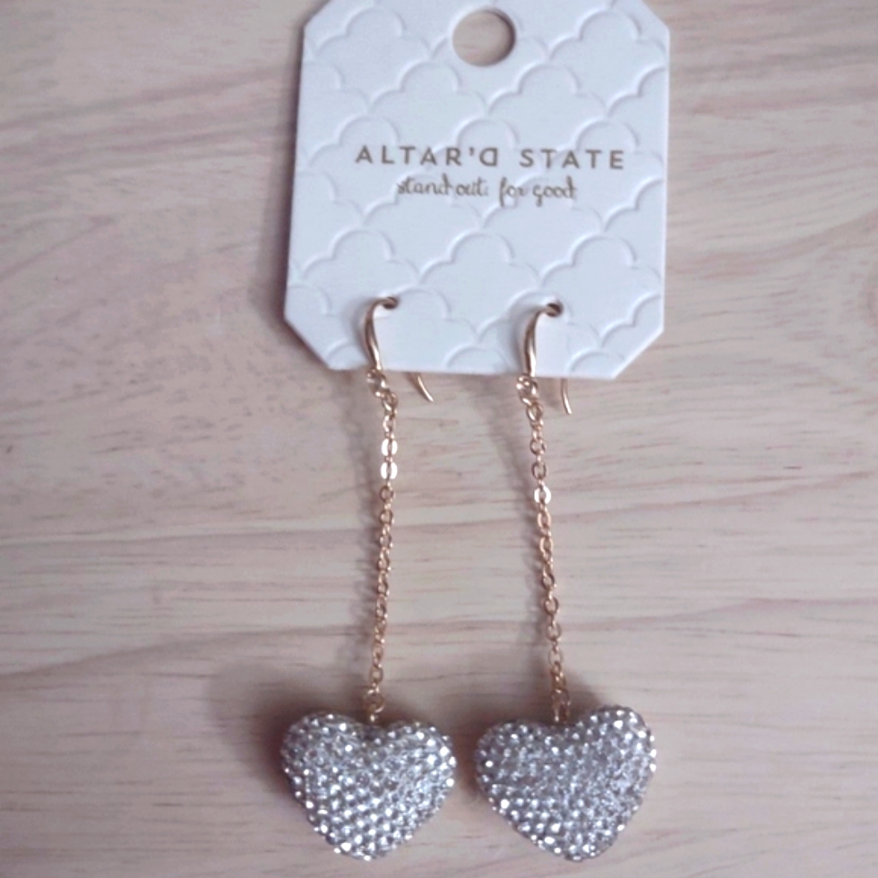 Altard State Crystal Sparkling Heart Gold Chain Earrings Y2k Bling Valentine 40$